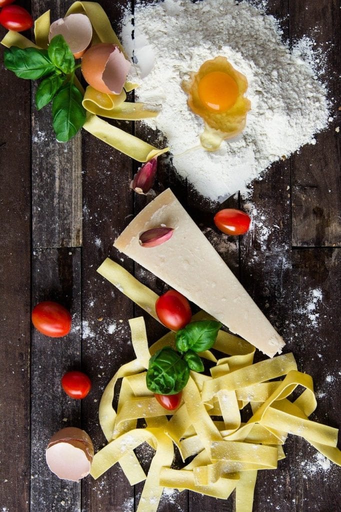pasta, cheese, egg